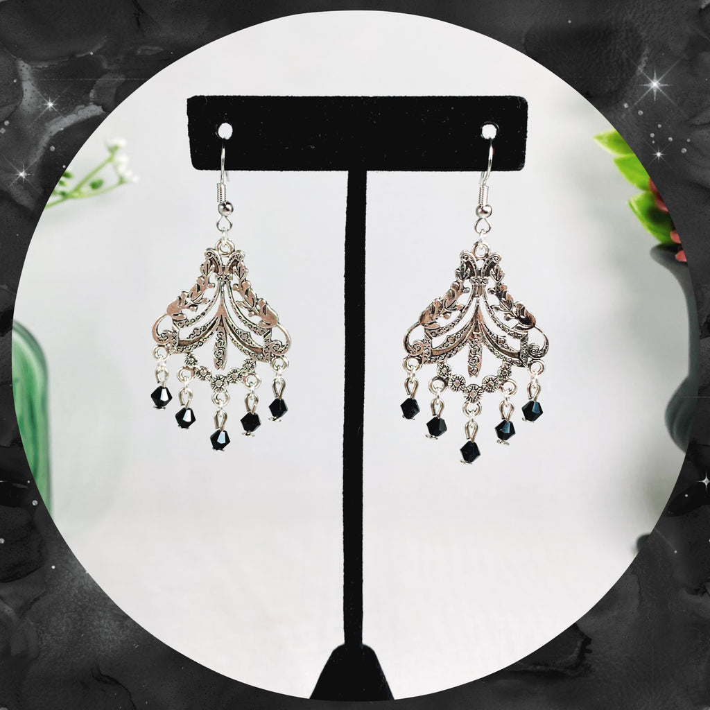 The Anastasia (silver) - detailed chandelier earrings
