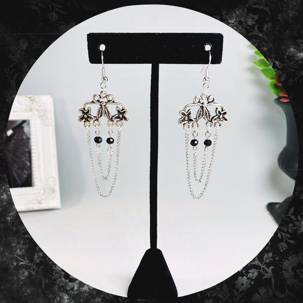 The Darla - Silver floral chandelier earrings