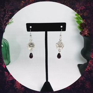 The Poppy - Silver flower charm drop earrings