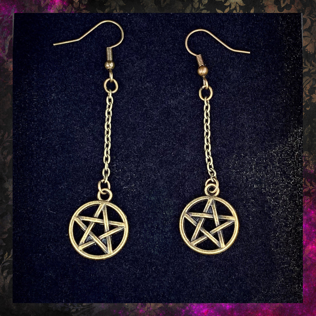Pentagram Chain Drop Earrings