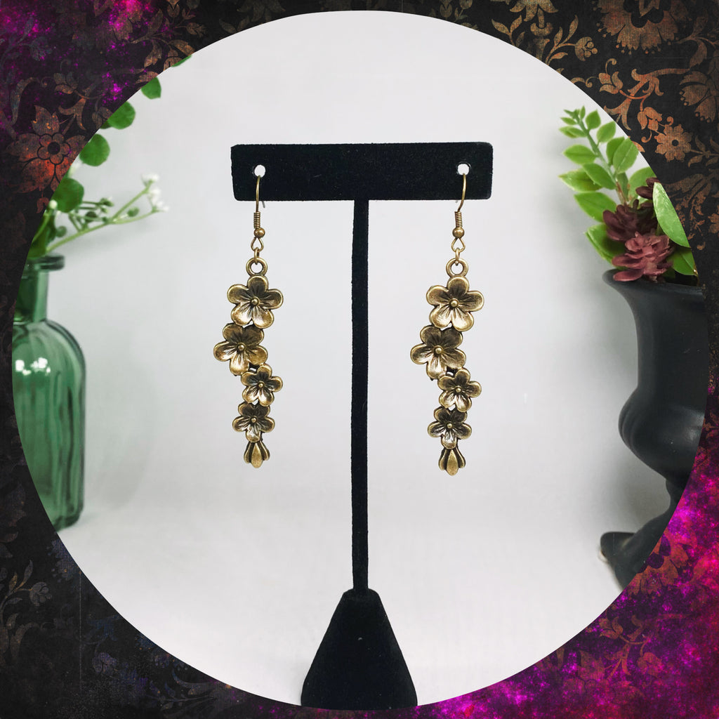 The Fleur (bronze) - floral drop charm earrings