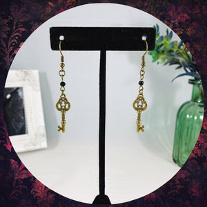 The Skeleton Key - Bronze Skelton key charm earrings